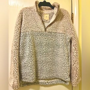 Thread + Supply ColorBlock Sherpa Pullover 1/4 Zip Lined Sweatshirt Size Small